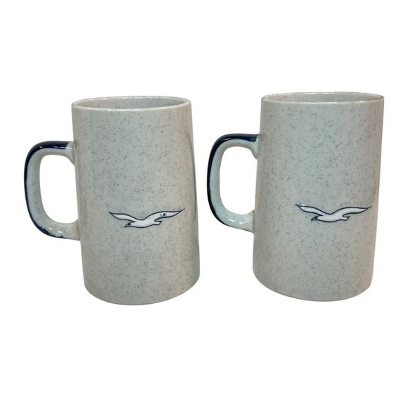 VTG 1970s Seagull Beach Coffee Mugs Smith Western Set of 2 MCM Japan 14 Oz - Picture 3 of 11
